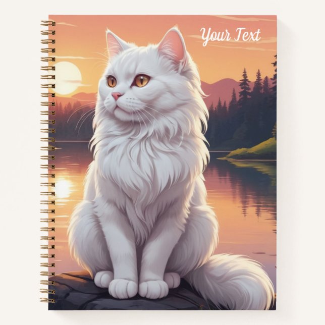 Weiße Katze am See Notizbuch (Vorderseite)