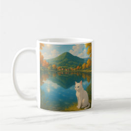 Weiße Katze am See - Tasse für Katze