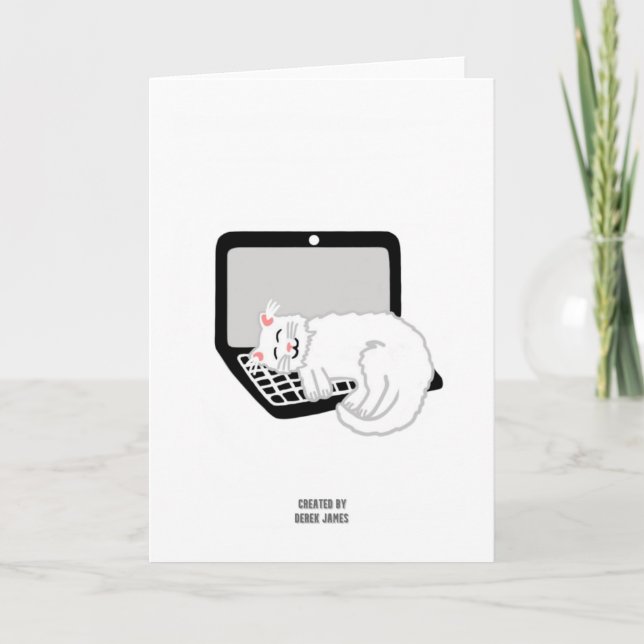 Weiße Katze auf der Grußkarte des Notebooks schlaf Karte (Vorderseite)