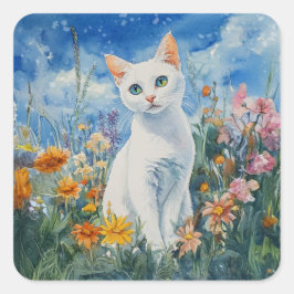 Weiße Katze - Aufkleber für den Umschlag