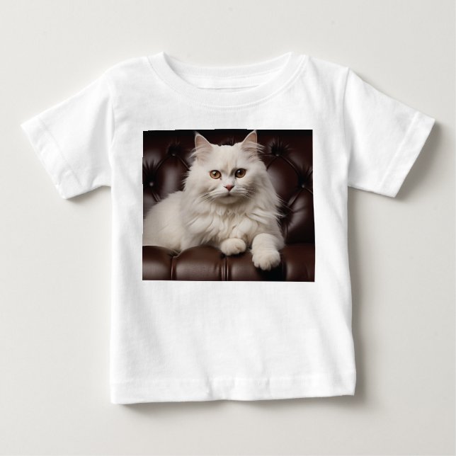 Weiße Katze Baby T-shirt (Vorderseite)