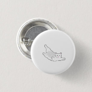 Weiße Katze beim Strecken Minimalistisches Geschen Button