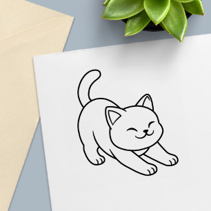 Weiße Katze beim Strecken Permastempel