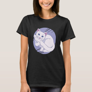 Weiße Katze Beißt Schwanz Haustier T-Shirt