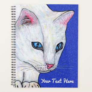 Weiße Katze Blassblaue Augen auf Sparkle wie dunke Planer