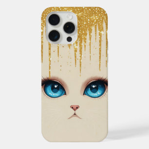 Weiße Katze Blaue Augen Elegantes Modernes Porträt iPhone 15 Pro Max Hülle
