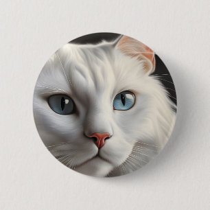 Weiße Katze Button