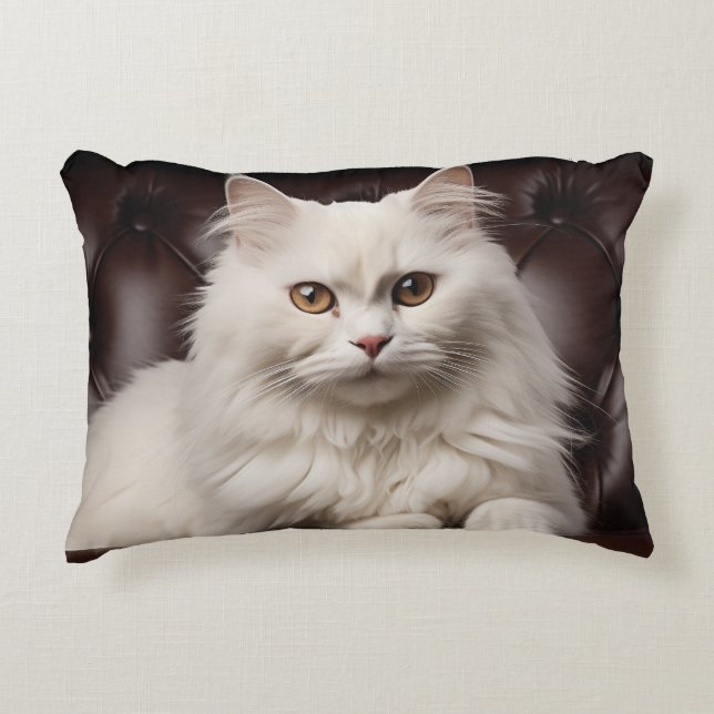 Weiße Katze Dekokissen (Vorderseite)