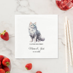 Weiße Katze, die ich ihre erste Hochzeit liebte Serviette