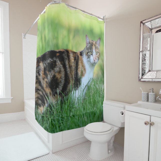 Weiße Katze Duschvorhang (Beispiel)
