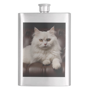 Weiße Katze Flachmann