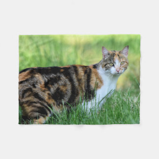 Weiße Katze Fleecedecke