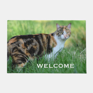 Weiße Katze Fußmatte
