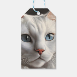 Weiße Katze Geschenkanhänger