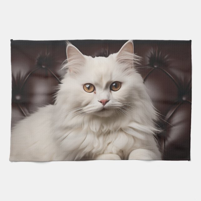 Weiße Katze Geschirrtuch (Horizontal)