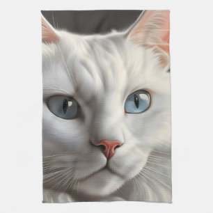Weiße Katze Geschirrtuch