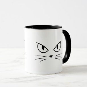 Weiße Katze Gesicht Scharfe Augen Tasse