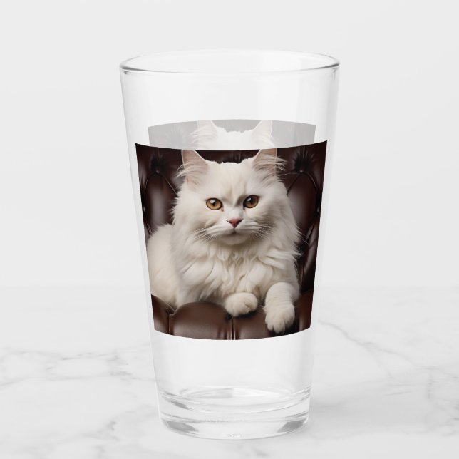 Weiße Katze Glas (Vorderseite)