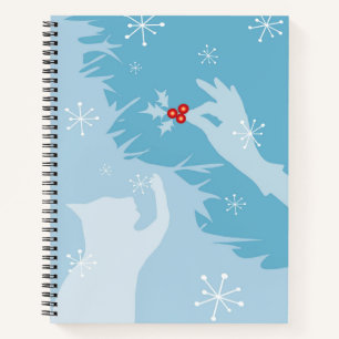 Weiße Katze & Holly, Eisblau Notizbuch