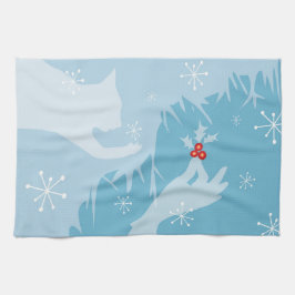 Weiße Katze & Holly, Eisblau, Teetücher Geschirrtuch