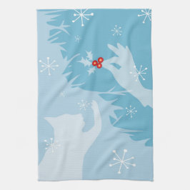 Weiße Katze & Holly, Eisblau, Teetücher Geschirrtuch