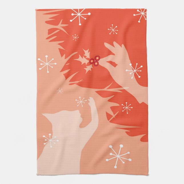 Weiße Katze & Holly, Wassermelone, Teetuch Geschirrtuch (Vertikal)