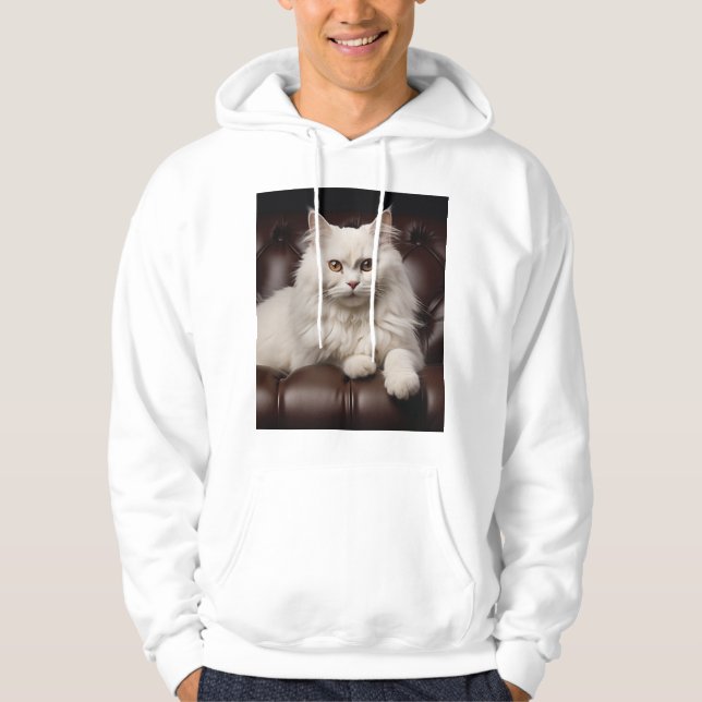 Weiße Katze Hoodie (Vorderseite)