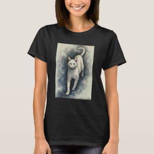 Weiße Katze im Stil einer chinesischen Tuschezeich T-Shirt