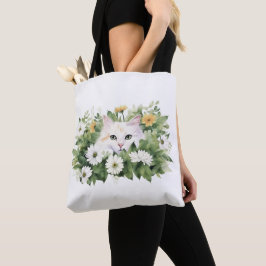 Weiße Katze in Aquarellen