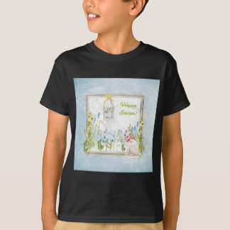 Weiße Katze in Blumen-Garten-aufpassendem Vogel T-Shirt