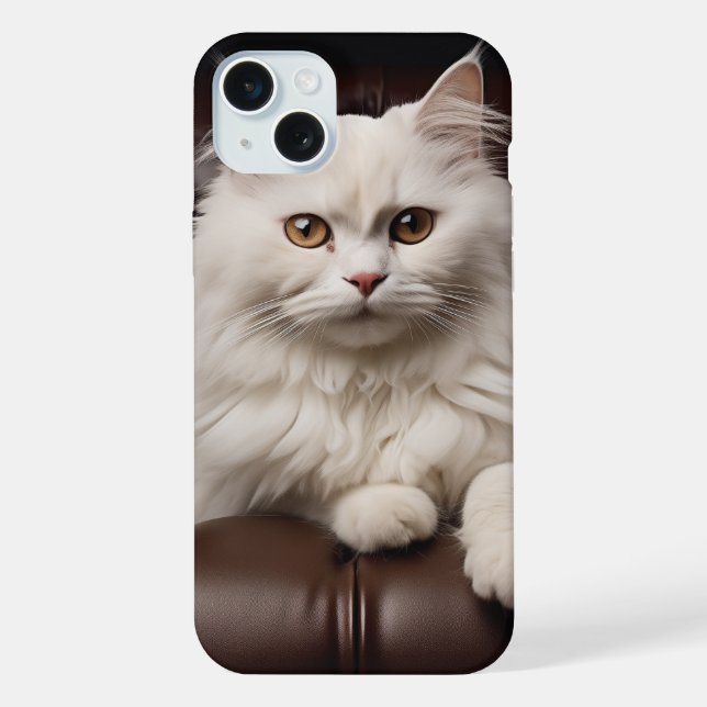 Weiße Katze iPhone Hülle (Rückseite)
