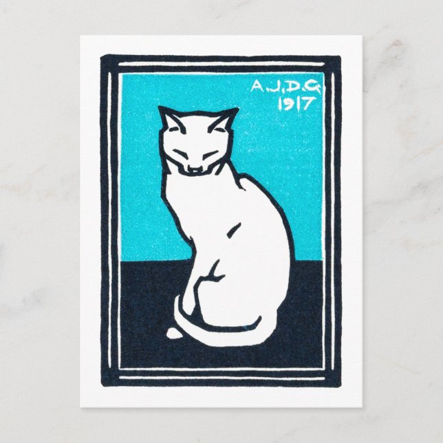 Weiße Katze, Julie de Graag Postkarte (Vorderseite)