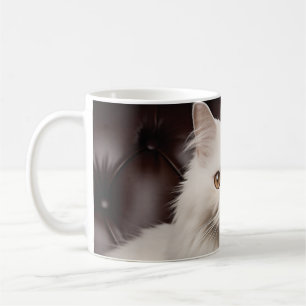 Weiße Katze Kaffeetasse