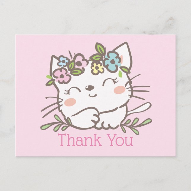 Weiße Katze, Kätzchen, Tiere danke Karte (Vorderseite)