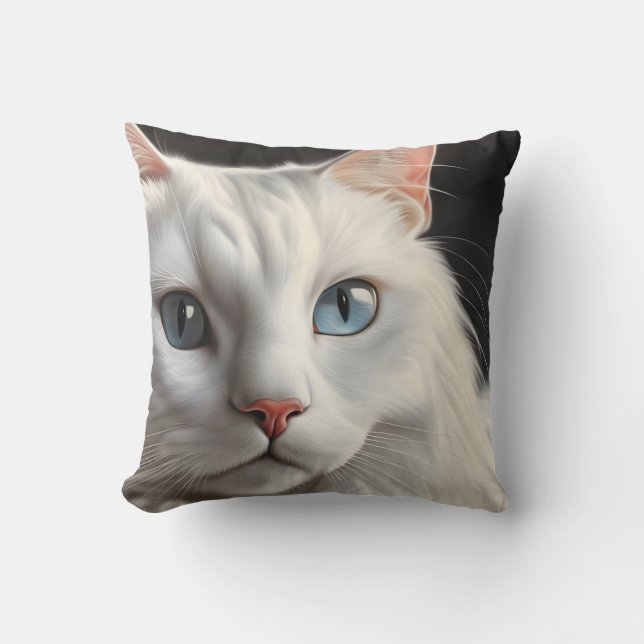 Weiße Katze Kissen (Vorderseite)