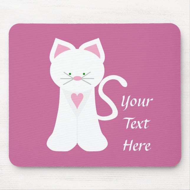 Weiße Katze (kundengerecht) Mousepad (Vorne)