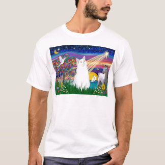 Weiße Katze - Magische Nacht T-Shirt