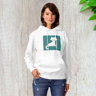Weiße Katze Minimalistische Katze Hoodie