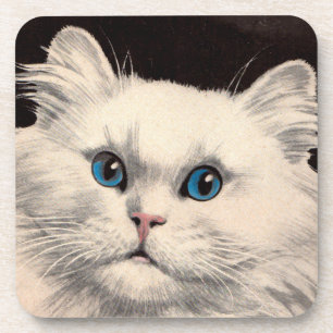 weiße Katze mit blauen Augen Getränkeuntersetzer