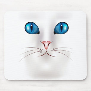 Weiße Katze mit blauen Augen Mousepad