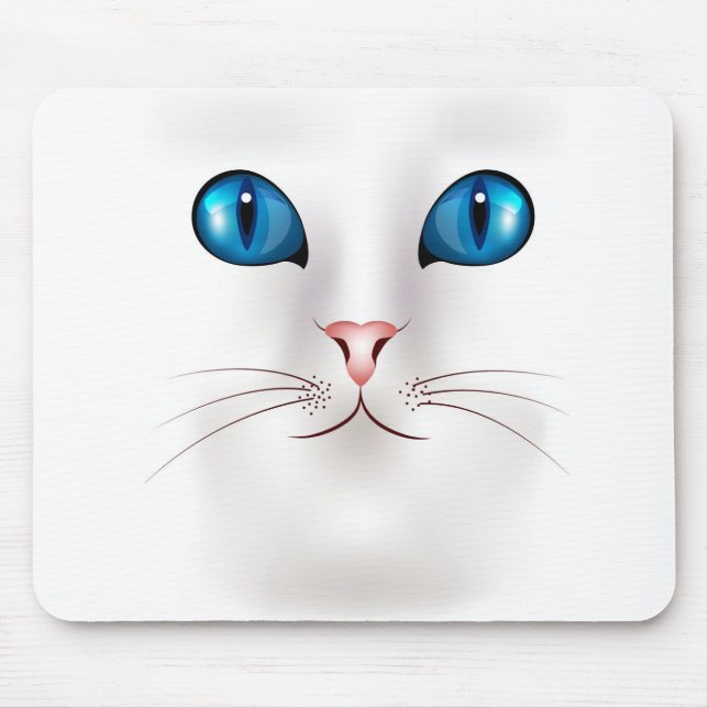 Weiße Katze mit blauen Augen Mousepad (Vorne)