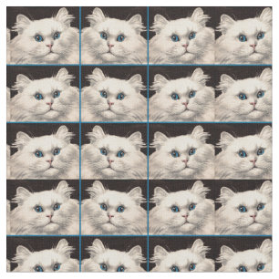 weiße Katze mit blauen Augen Stoff