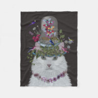 Weiße Katze mit Butterfly Bell Jar