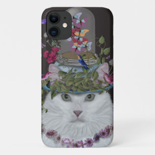 Weiße Katze mit Butterfly-Glocke Case-Mate iPhone Hülle