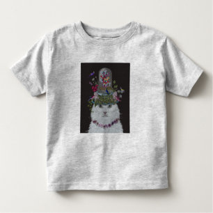 Weiße Katze mit Butterfly-Glocke Kleinkind T-shirt