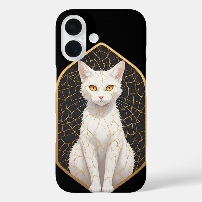 Weiße Katze mit Kintsugi-Muster 🐾 Case-Mate iPhone Hülle (Rückseite)