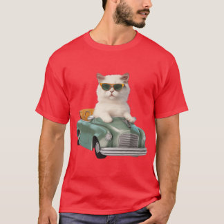 Weiße Katze mit Schatten T-Shirt