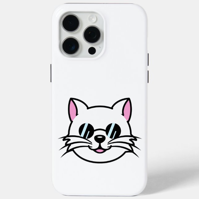 Weiße Katze mit schwarzer Brille / Sonnenbrille Case-Mate iPhone Hülle (Rückseite)