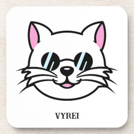 Weiße Katze mit schwarzer Brille / Sonnenbrille Getränkeuntersetzer