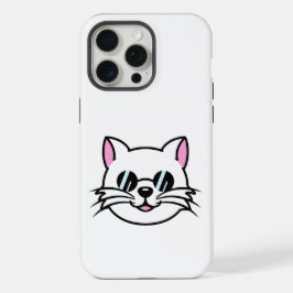 Weiße Katze mit schwarzer Brille / Sonnenbrille iPhone 15 Pro Max Hülle